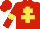 Silk - Red, Yellow cross of Lorraine and armlets, Red cap