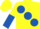 Silk - Yellow, large Royal Blue spots, halved sleeves