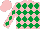 Silk - Pink body, emerald green diamonds, pink arms, emerald green diamonds, pink cap
