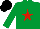 Silk - Emerald green, red star, black cap