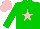 Silk - green, pink star, pink cap