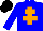 Silk - Blue-light body, orange cross of lorraine, blue-light arms, black cap