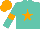 Silk - Turquoise, orange star, orange armlets, orange cap