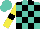 Silk - Turquoise, black checked, yellow sleeves, black armlets