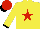 Silk - Yellow, red star, black cuffs, red cap black peak