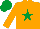 Silk - Orange, emerald green star and cap