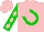 Silk - Pink, green horseshoe 'sg' on back, pink diamonds on green sleeves