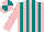 Silk - Pink, teal stripes, pink and teal quartered cap