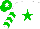 Silk - White, green star, White and Green chevrons on sleeves, Green cap, White star