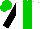 Silk - white, green stripe, black sleeves, green cap