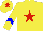 Silk - Yellow body, red star, yellow arms, blue chevron, yellow cap, red star