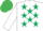 Silk - White, Dark Green stars, White sleeves, Emerald Green cap