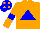 Silk - Orange, blue triangle, blue armlets, blue cap with orange spots