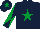 Silk - Dark blue, emerald green star, diabolo on sleeves and star on cap