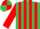 Silk - EMERALD GREEN & RED STRIPED, red sleeves, quartered cap