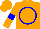 Silk - Orange, blue circle, blue armlets on sleeves, orange cap