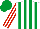 Silk - White body, emerald green striped, white arms, red striped, emerald green cap