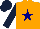Silk - Orange, navy star, dark blue sleeves, dark blue cap