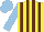 Silk - Yellow and brown stripes, light blue sleeves and cap