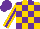 Silk - Gold and purple blocks, purple stripe on gold sleeves, purple cap