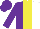 Silk - Purple and white halves, yellow panel, purple sleeves and cap