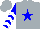 Silk - Silver, white bordered blue star, blue and white chevrons on sleeves, silver cap