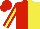 Silk - Red and yellow halved, yellow stripe on sleeves