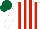 Silk - white, red stripes, dark green cap