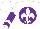Silk - White, purple disc, white fleur de lys, purple chevrons on sleeves, purple hoop on white cap
