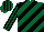 Silk - dark green and black diagonal stripes, striped sleeves and cap
