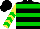 Silk - Black, green hoops, yellow and green chevrons on sleeves