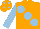 Silk - Orange, large light blue spots, sleeves and cap