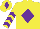 Silk - Yellow, purple diamond, chevrons on sleeves, yellow cap, purple diamond