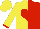 Silk - Yellow and red halved, red heart, yellow sleeves, red cuffs