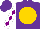 Silk - Purple, gold disc, royal purple diamonds on white sleeves, purple cap