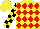 Silk - Yellow, red diamonds, yellow sleeves, black checked, yellow cap