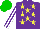 Silk - Purple, yellow stars, purple, white striped sleeves, green cap