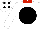 Silk - White, black disc, red collar, white sleeves, white cap, black spots