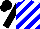 Silk - White and blue diagonal stripes, black sleeves and cap