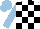 Silk - white and black checks, light blue sleeves and cap