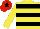 Silk - Yellow & black hoops, yellow sleeves, red cap, black star