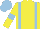Silk - yellow, light blue braces, light blue armlets and cap