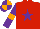 Silk - red, purple star, orange armlets on purple sleeves, purple and orange quartered cap