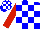 Silk - Blue and white checked, red sleeves, blue and white checked cap
