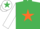 Silk - EMERALD GREEN, orange star, white sleeves, white cap, emerald green star