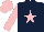 Silk - Dark blue, pink star & sleeves, pink cap