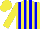 Silk - Yellow and blue vertical stripes,  yellow cap