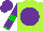 Silk - Lime green, purple disc, green armlets and cuffs on purple sleeves, purple cap