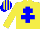 Silk - Yellow, Blue cross of Lorraine, Blue and Yellow striped cap