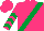 Silk - Hot pink, emerald green sash, emerald green chevrons on sleeves, hot pink cap